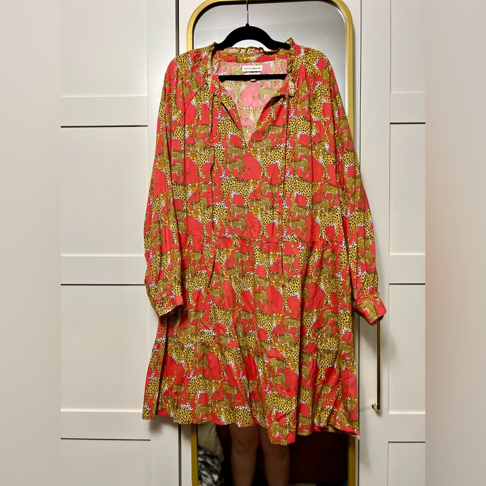 NATIVE YOUTH Red and Yellow Mini Dress